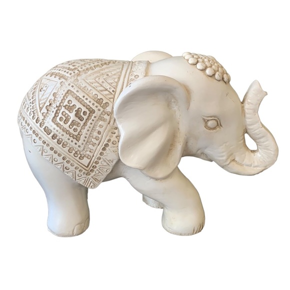 Carved Tribal Elephant Statue Decor - Picture 2 of 8